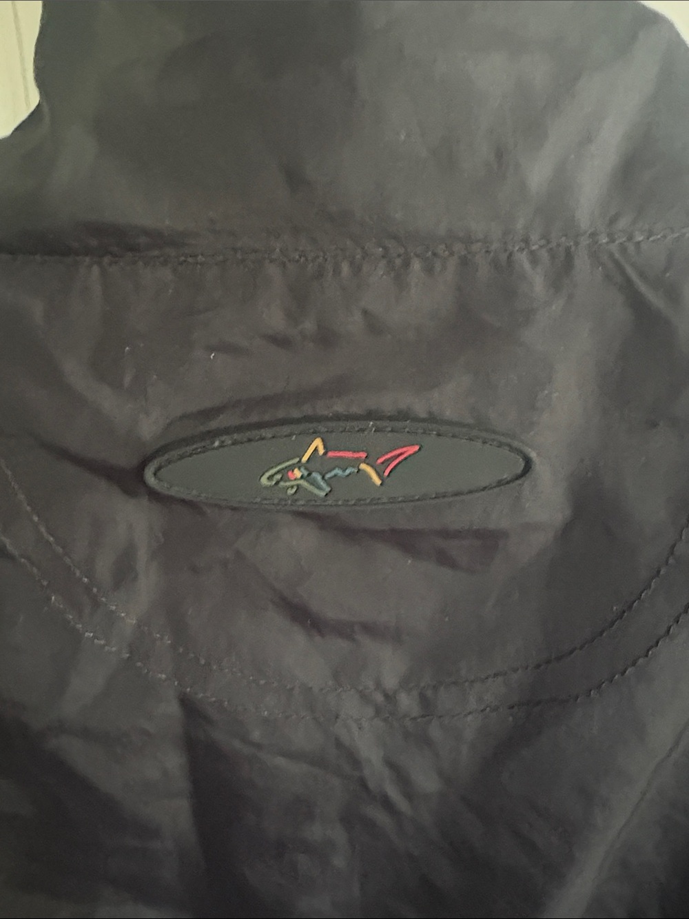 Greg Norman Collection Black Windbreaker with White Piping - Picture 3 of 4